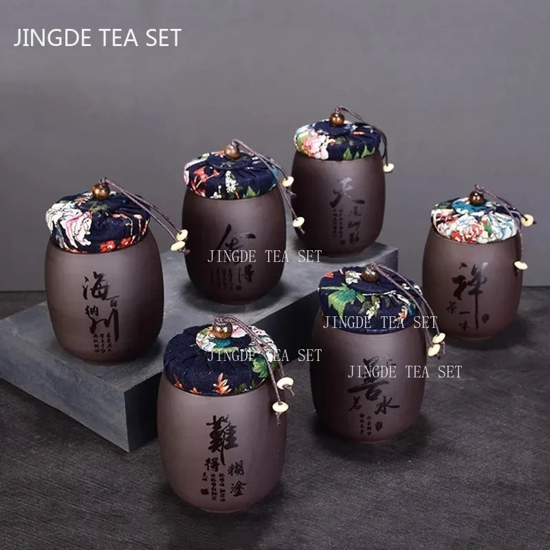 Chinese Purple Sand Small Tea Jar Home Tea Organizer Portable Coffee Sealed Canister Kitchen Storage Tank Customized Tea Caddy