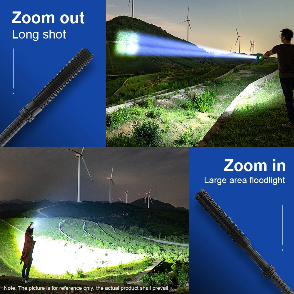 LED Flashlight Baseball Bat AluminumAlloy Focusable Zoomable Super Bright Self Defense Mace Light Tactical Baton Emergency Torch