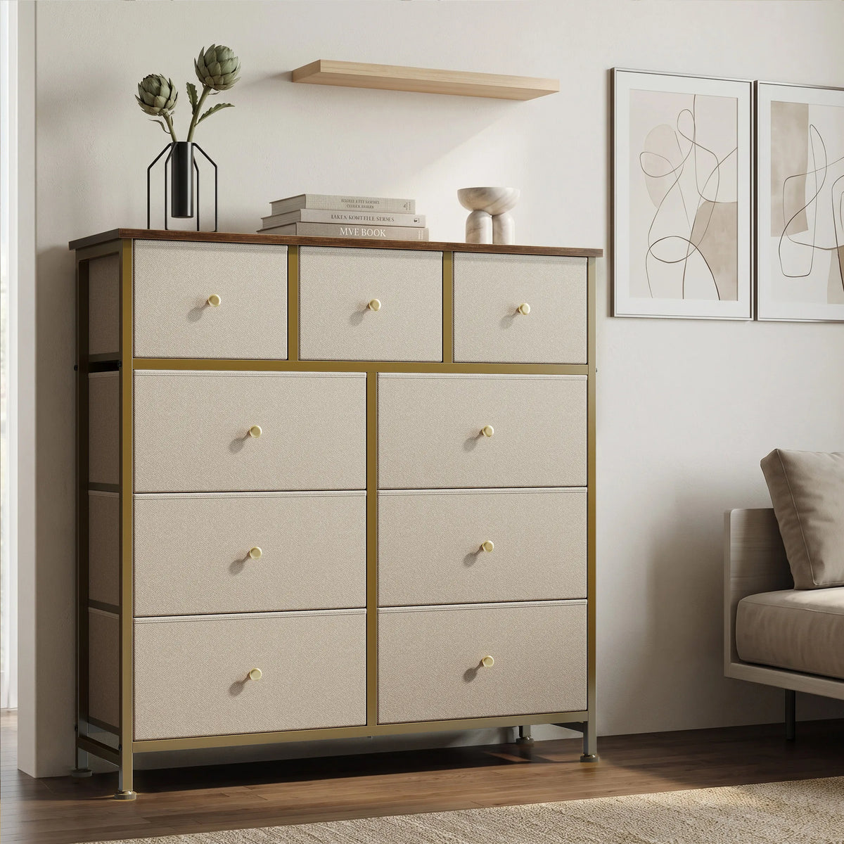 JHK 9 Drawer Tall Dresser Bedroom Storage Cabinet Closet Organizer Chest of Drawers for Home Bedroom Closet