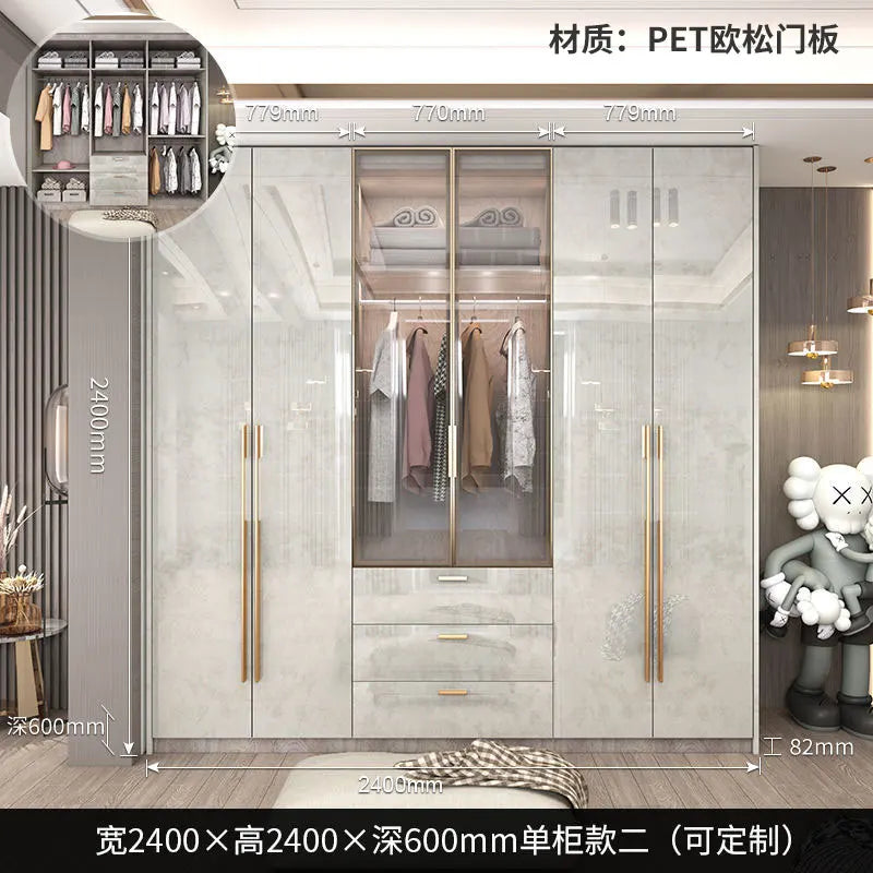 Support Storage Wardrobes Glass Door Shelves Organizers Luxury Wardrobe Bedroom Storage ClothesCupboard Armoires Home Furniture