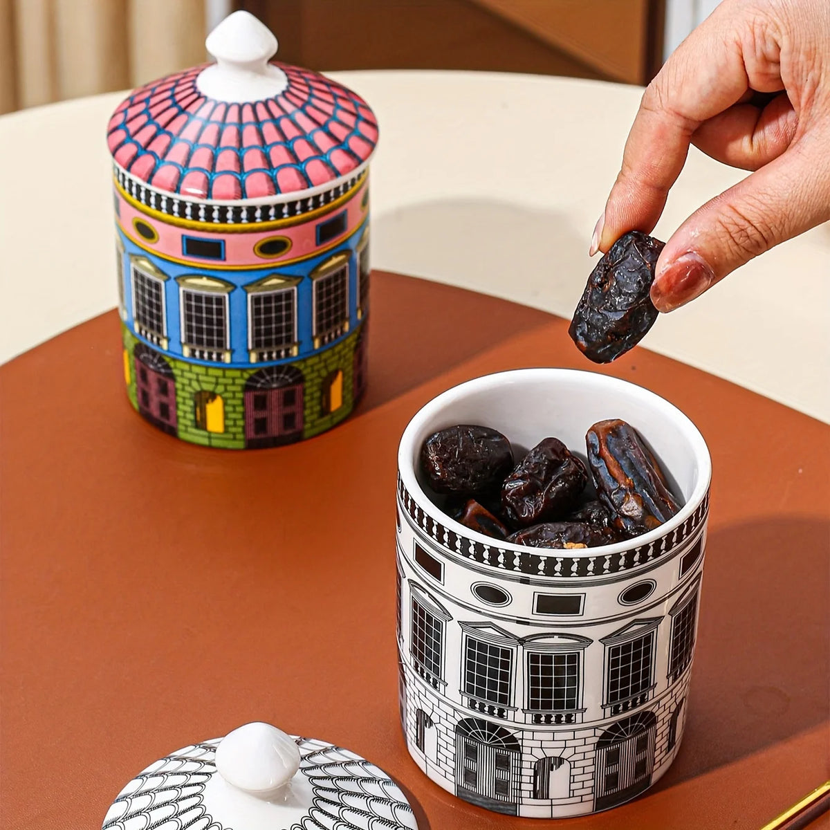 Nordic Inspired Ceramic Storage Jar with Lid Kitchen Dining Container for Coffee Beans Tea Flour Sugar Bottle Kitchen Storage