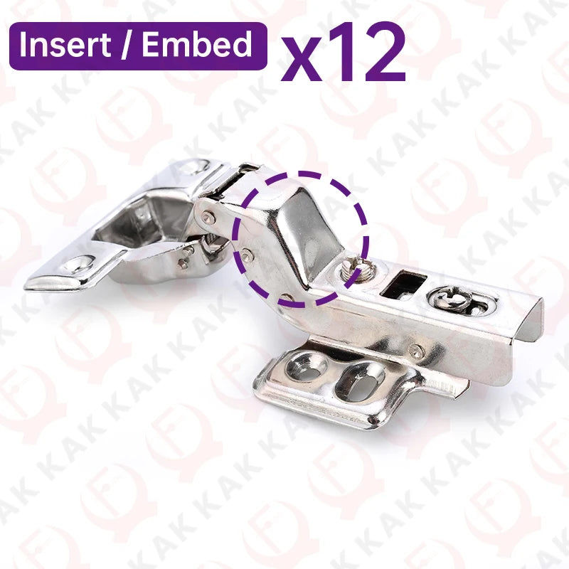 KAK 8 Pieces Stainless Steel Cabinet Hinges Soft Closing Hydraulic Door Hinge Damper Buffer Kitchen Cabinet Furniture Hardware