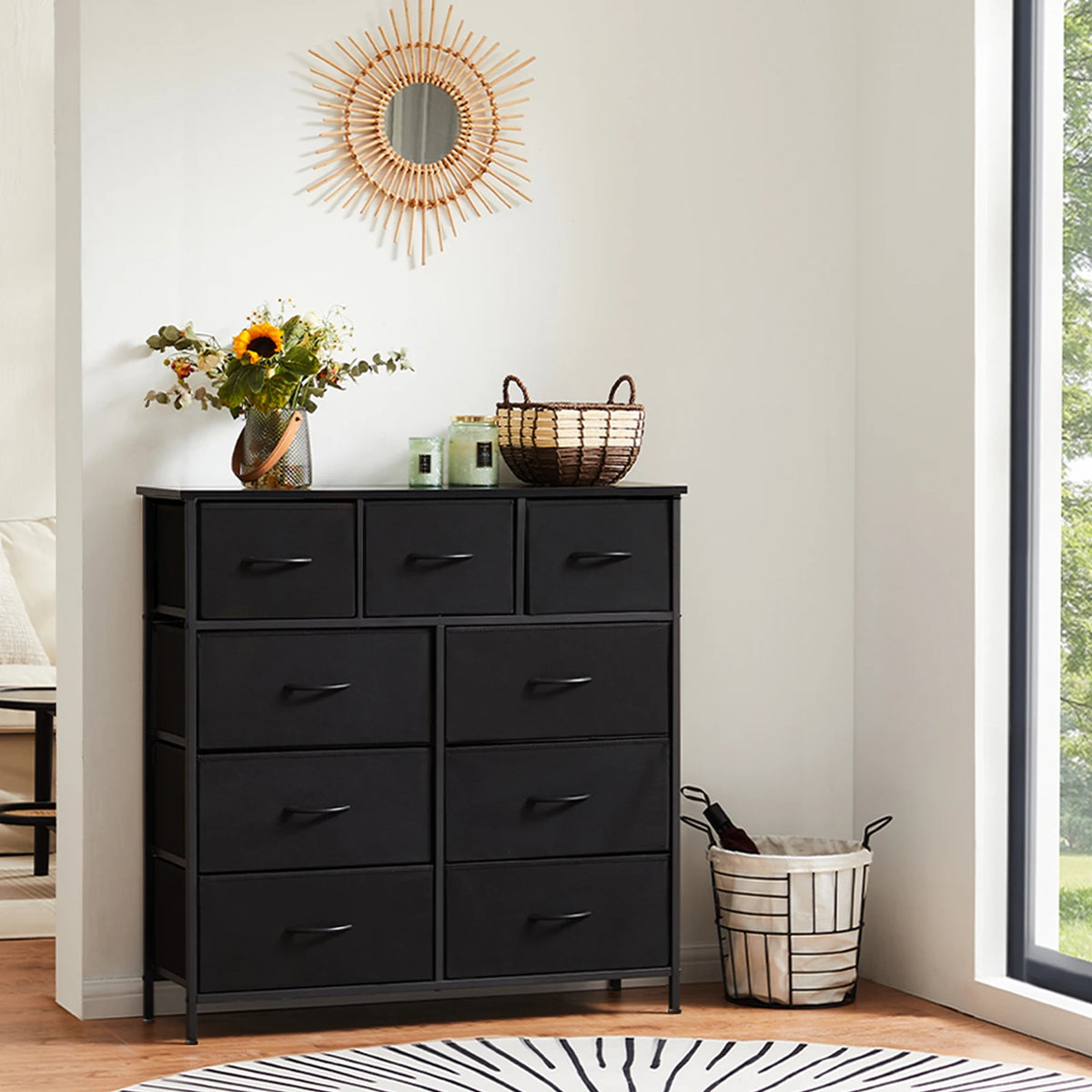JHK 9 Drawer Tall Dresser Bedroom Storage Cabinet Closet Organizer Chest of Drawers for Home Bedroom Closet