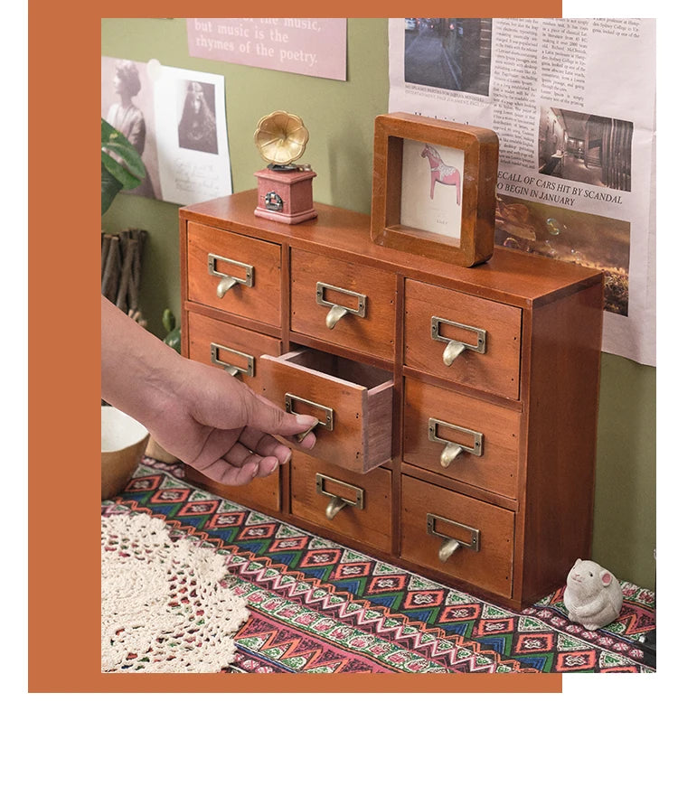 Wooden Desktop Organizer Box Drawer Style Office Living Room Storage Box Creative Key Holder Bedroom Organization Tool