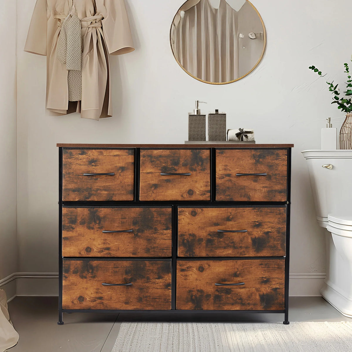 MCQ 7 Drawers Fabric Cabinet Living Room Storage Closet Chest of Dresser Tables Nightstand Display Storage For Home Furniture