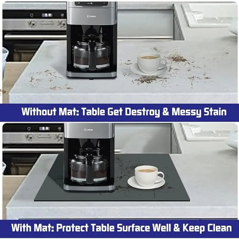 Non-Slip Rubber Sole Coffee Mat Dish Drying Mat Super Absorbent Hide Stain Kitchen Countertop Coffee Bar Pot Cup Mat Easy Clean