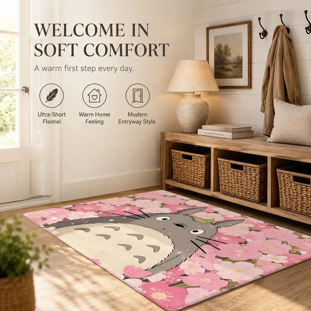 CARTOON Character T-TotoroS Floor Mat Non-Slip Absorbent Floor Mat Decorative Rug for Home Bathroom Bedroom Entryway