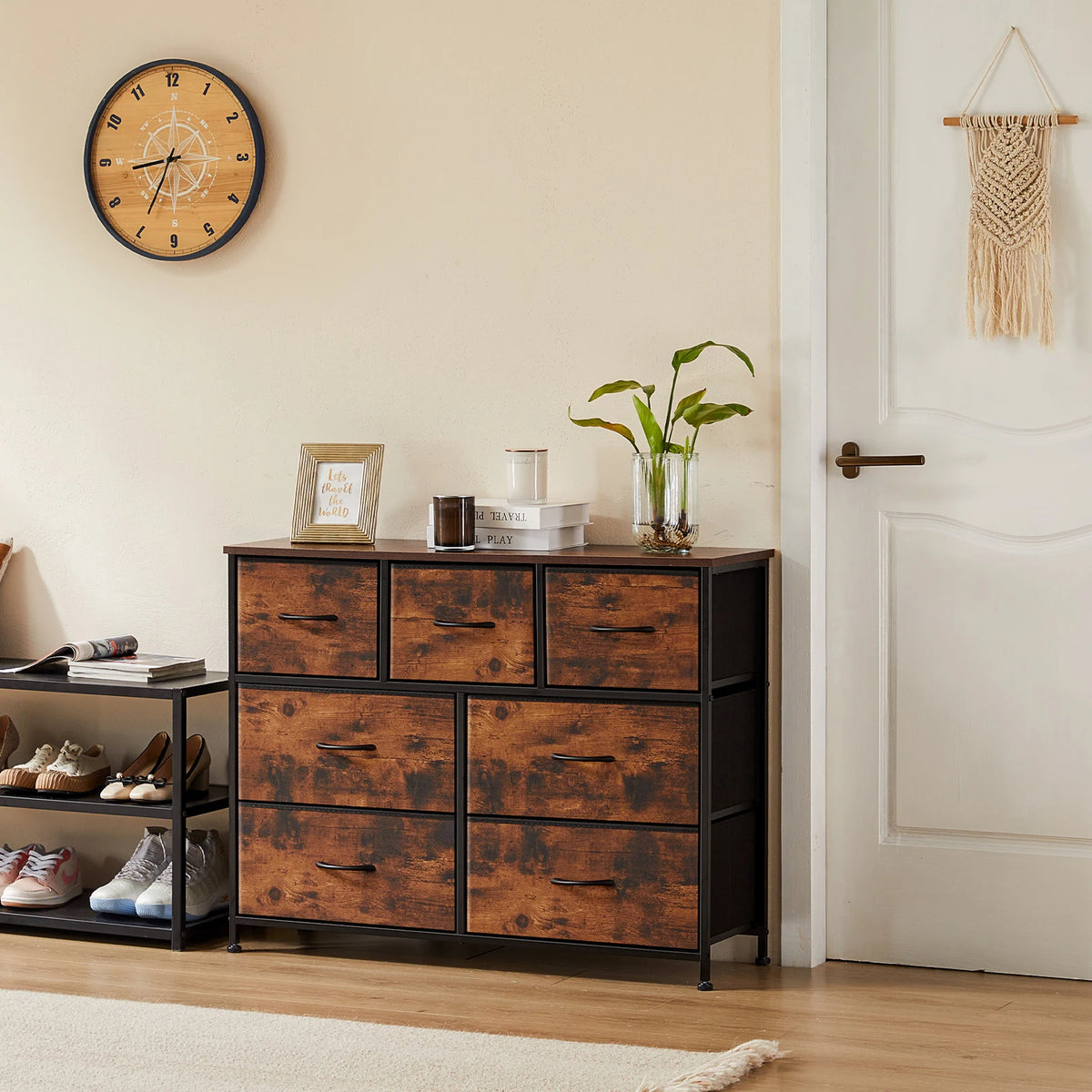 MCQ 7 Drawers Fabric Cabinet Living Room Storage Closet Chest of Dresser Tables Nightstand Display Storage For Home Furniture