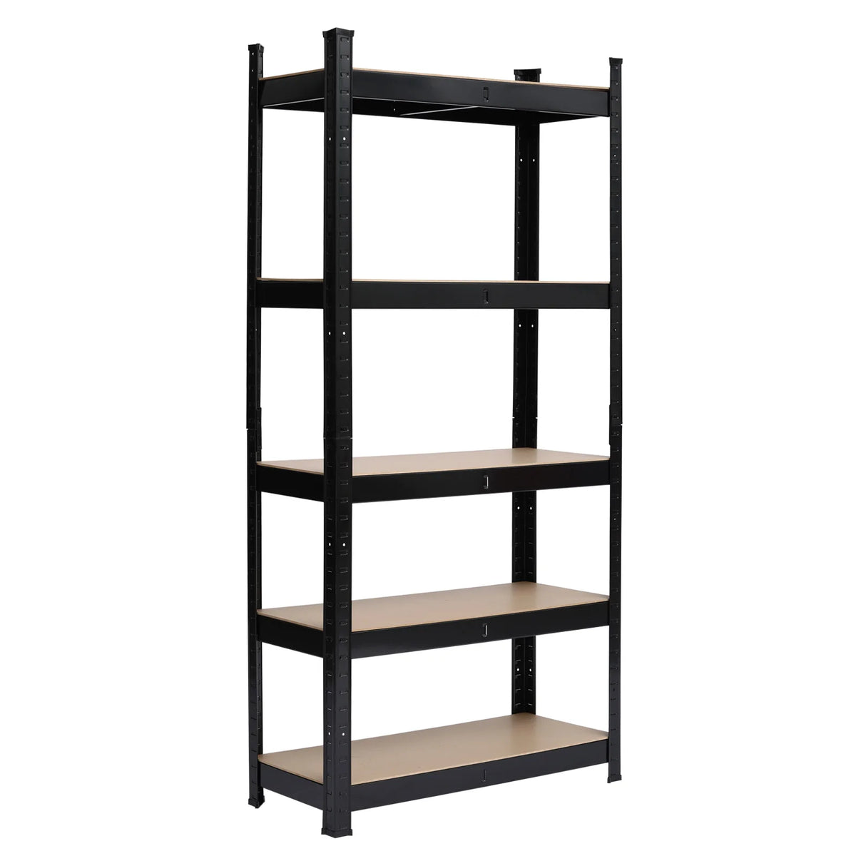 5 Tier Heavy Duty Metal Shelving Rack Unit Garage Storage Shelf Boltless Design MDF Boards Adjustable for Home Black