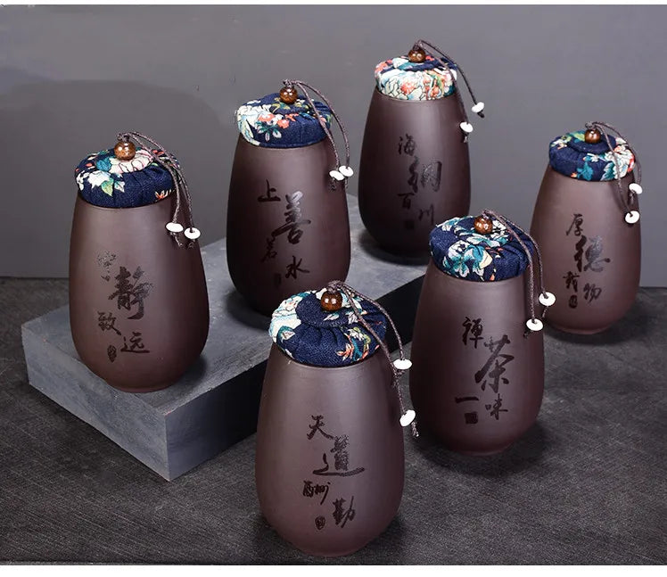 Chinese Purple Sand Small Tea Jar Home Tea Organizer Portable Coffee Sealed Canister Kitchen Storage Tank Customized Tea Caddy