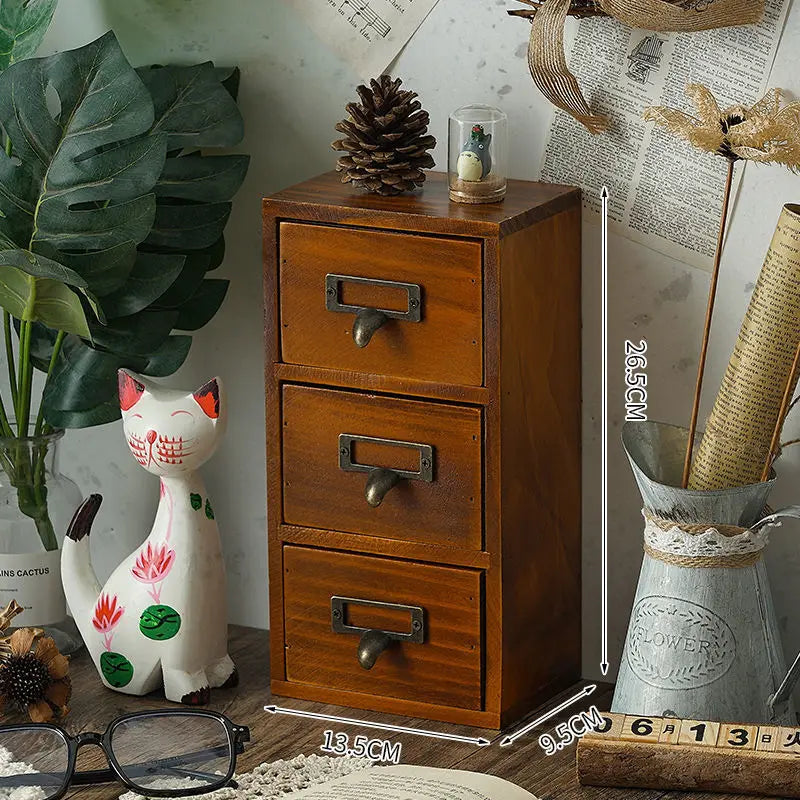 Wooden Desktop Organizer Box Drawer Style Office Living Room Storage Box Creative Key Holder Bedroom Organization Tool