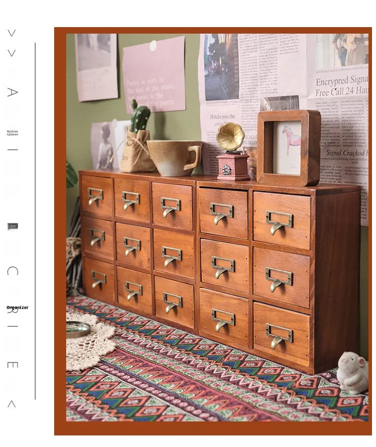 Wooden Desktop Organizer Box Drawer Style Office Living Room Storage Box Creative Key Holder Bedroom Organization Tool