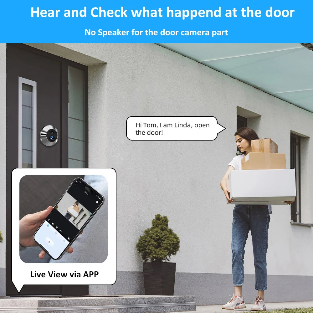 ICam365 Wireless Door Peephole Video Viewer with One-Way Audio 3MP 2.4G WiFi Home Security Camera with Screen for Home Safety