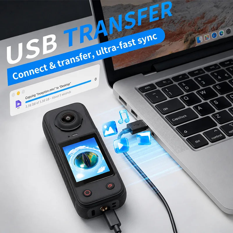 4K HD Panoramic Action Camera Front & Rear Dual Lens 200° Wide‑Angle 2.0'' Screen Handheld Camcorder Outdoor Sports Vlog Cameras