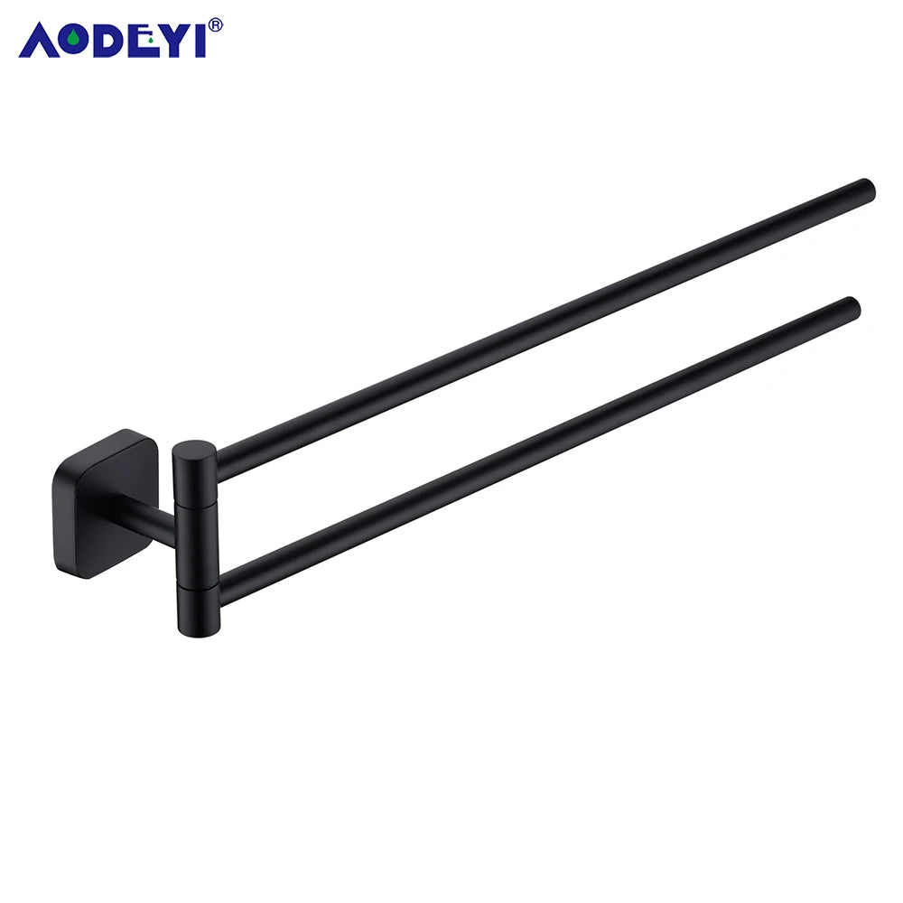 Movable Towel Rack Hanger Swivel Holder Wall Bar Stainless Steel Bathroom Shelf Kitchen Storage Black/Gunmetal/Brushed /Chrome