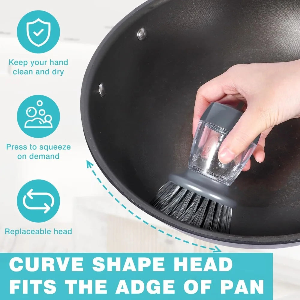Soap Palm Brush Scrubber with Holder for Kitchen Sink Pot Pan Cleaning Dish Washing