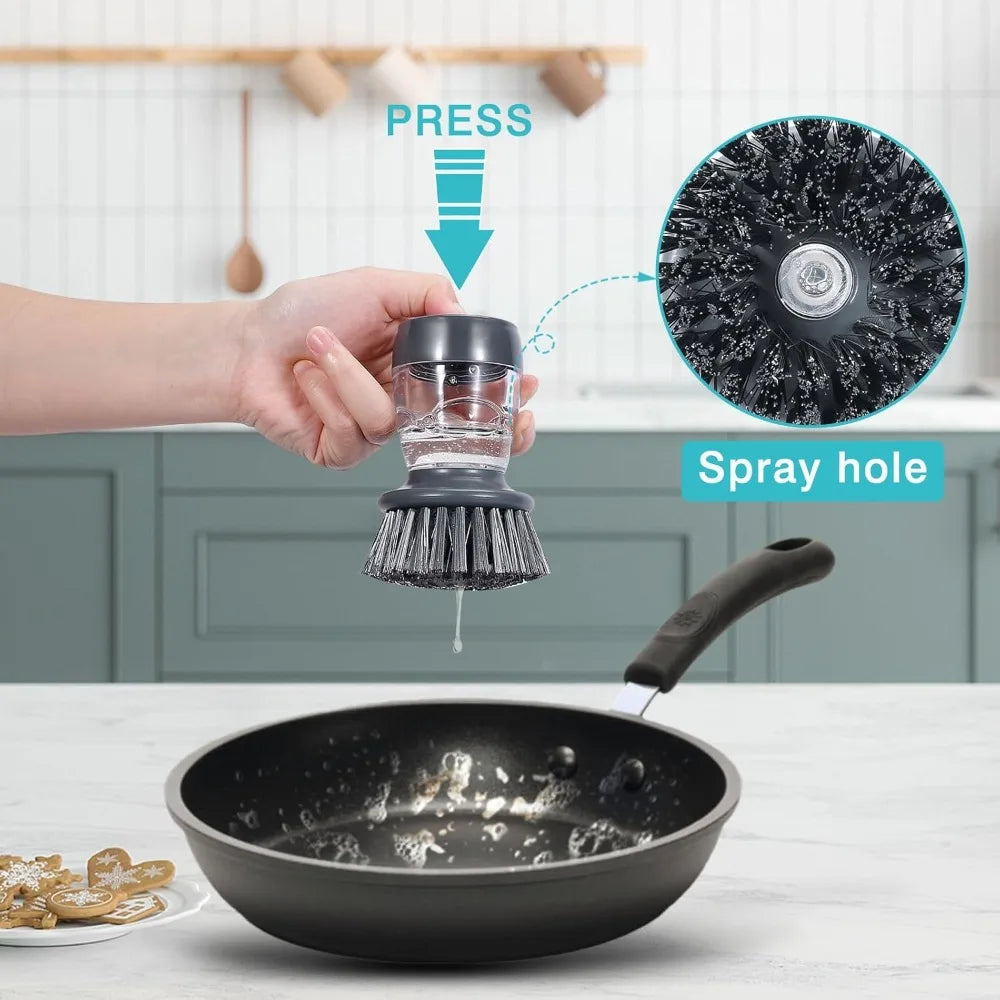Soap Palm Brush Scrubber with Holder for Kitchen Sink Pot Pan Cleaning Dish Washing