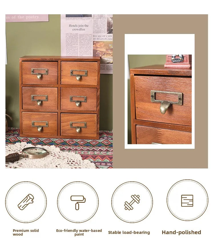 Wooden Desktop Organizer Box Drawer Style Office Living Room Storage Box Creative Key Holder Bedroom Organization Tool