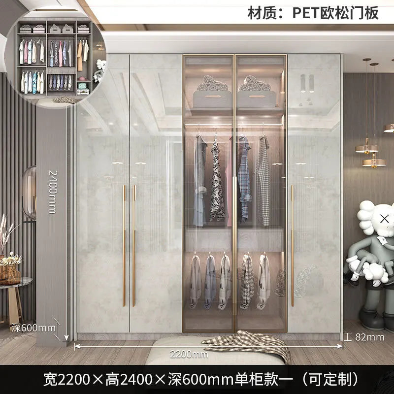 Support Storage Wardrobes Glass Door Shelves Organizers Luxury Wardrobe Bedroom Storage ClothesCupboard Armoires Home Furniture