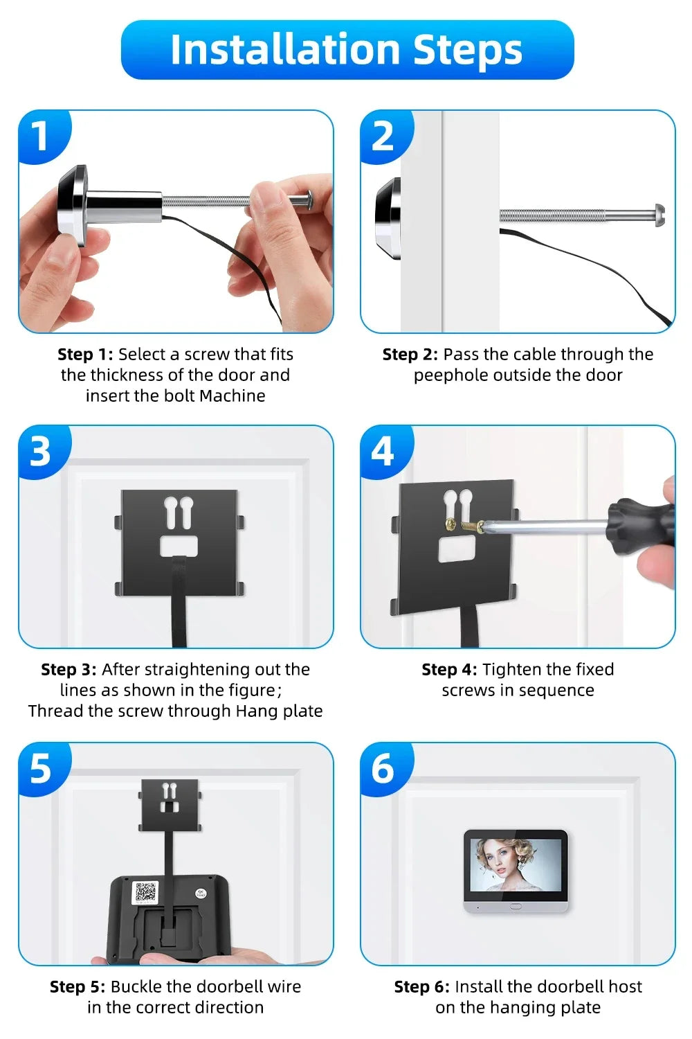 ICam365 Wireless Door Peephole Video Viewer with One-Way Audio 3MP 2.4G WiFi Home Security Camera with Screen for Home Safety