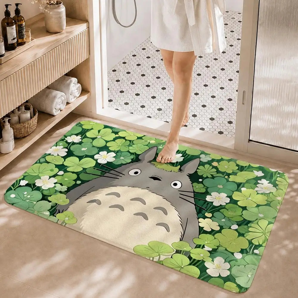 CARTOON Character T-TotoroS Floor Mat Non-Slip Absorbent Floor Mat Decorative Rug for Home Bathroom Bedroom Entryway