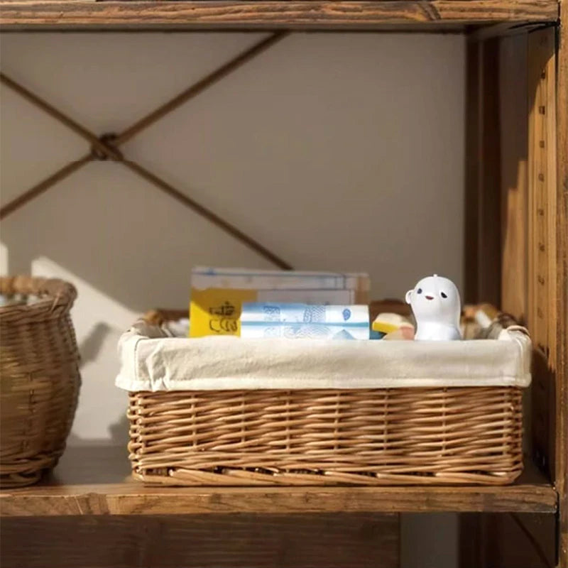 Rattan Baskets Wicker Basket Bathroom Laundry Basket Woven Straw Storage Basket Cloth Sundries Organizer Wardrobe Container Case