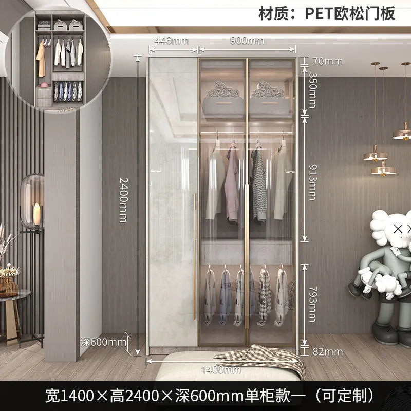 Support Storage Wardrobes Glass Door Shelves Organizers Luxury Wardrobe Bedroom Storage ClothesCupboard Armoires Home Furniture