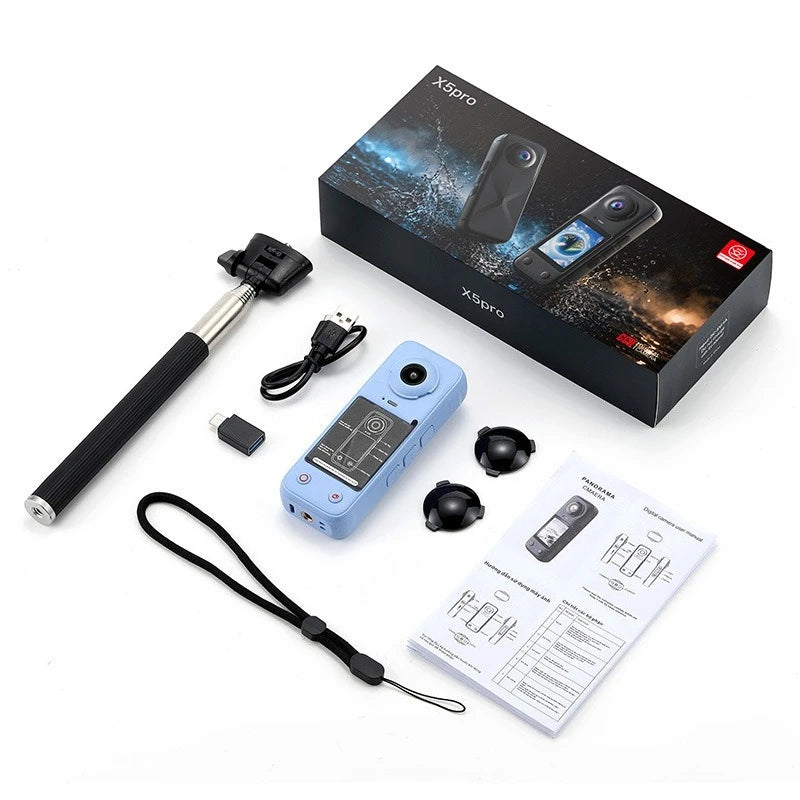 4K HD Panoramic Action Camera Front & Rear Dual Lens 200° Wide‑Angle 2.0'' Screen Handheld Camcorder Outdoor Sports Vlog Cameras