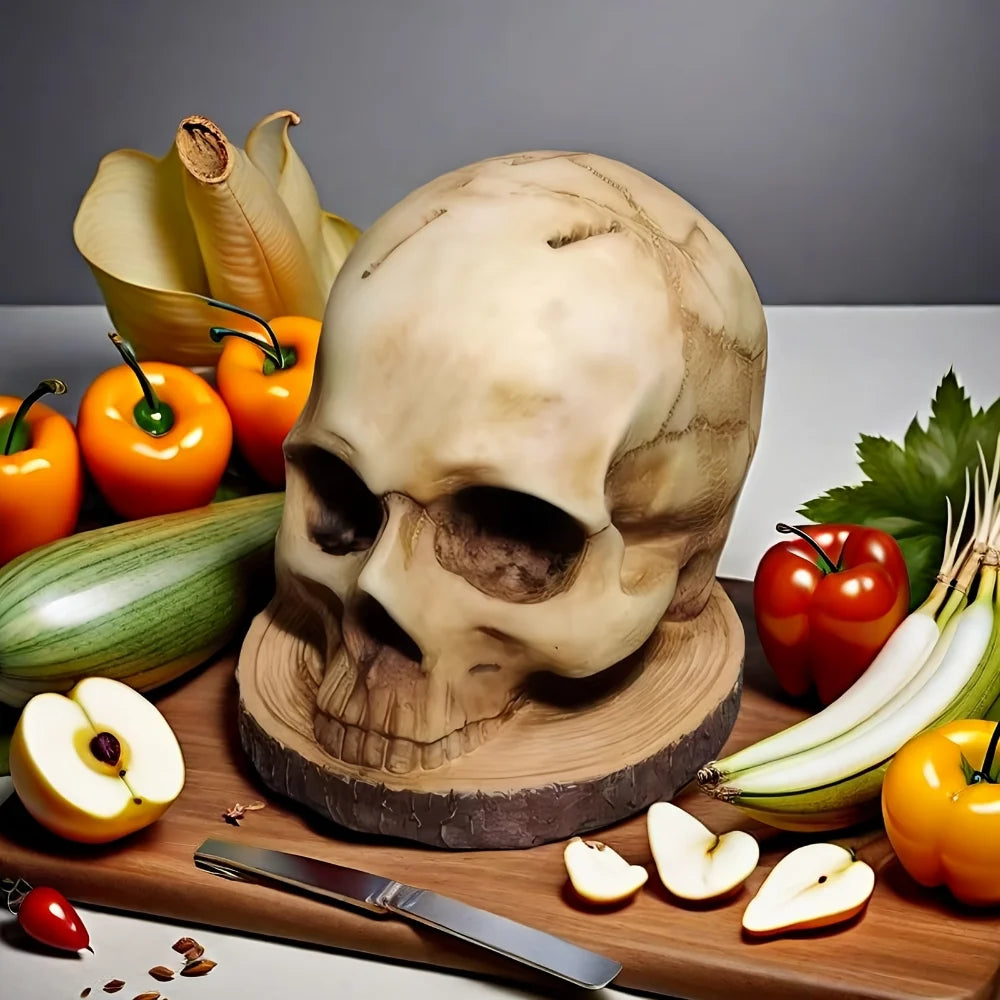 Kitchen Knives Holder Skull Skeleton Knives Stand Scary Party Storage Rack Decor Horror Head Organizers Rack Kitchen Accessories
