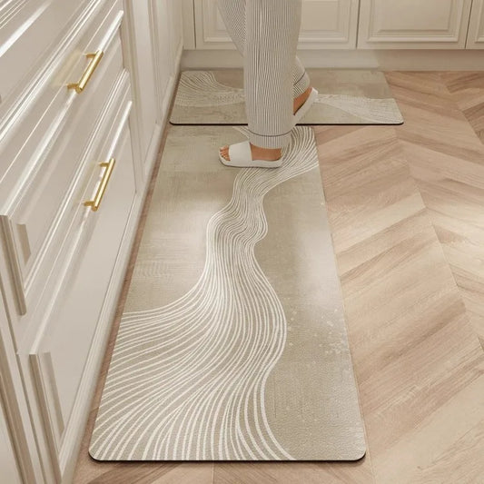 Carpet for Kitchen Waterproof Floor Mat Beige Carpets Pvc Leather Non-slip Oil-proof Long Foot Mats Home Decoration Rug Balcony